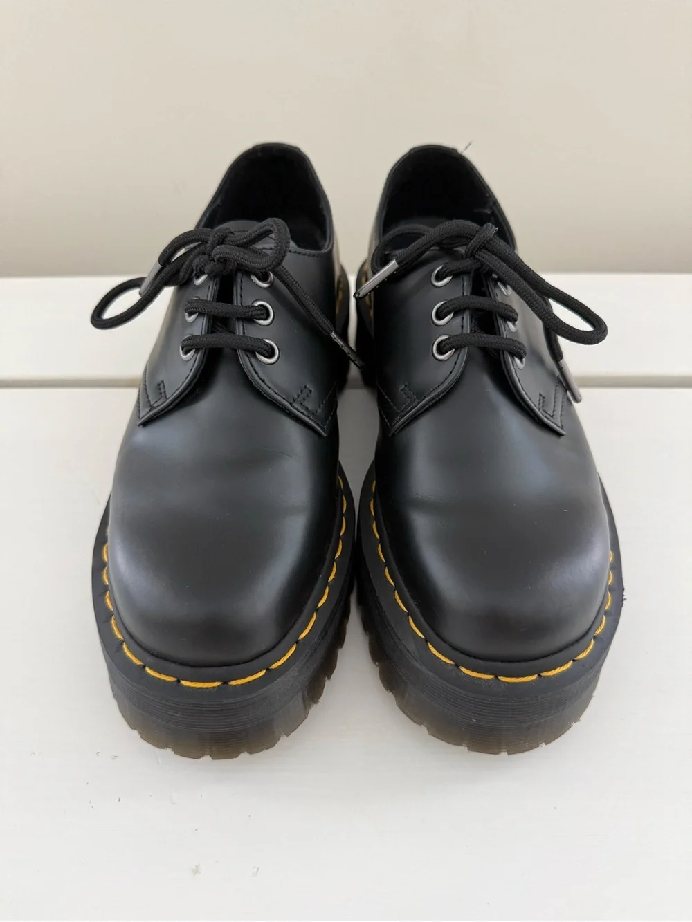 Dr. Martens 1461 Quad Smooth Leather Platform Shoes Black Women’s US 7 EU 38